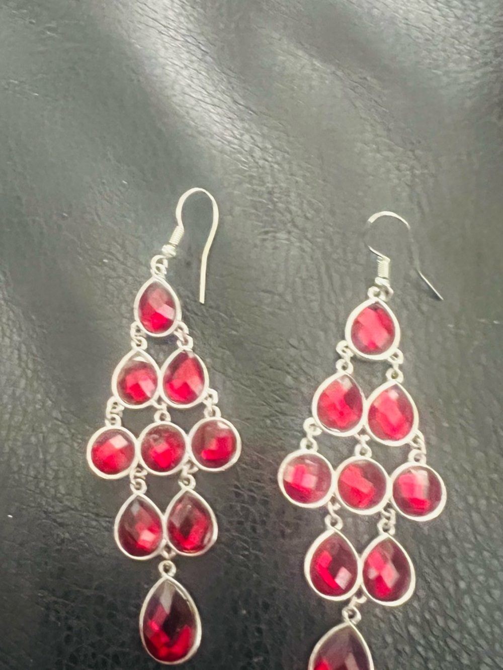 Red Teardrop Cascade Statement Earrings - Women Jewelry